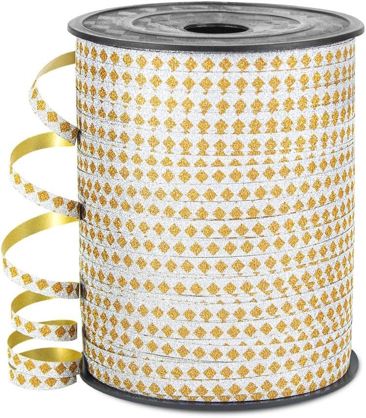 HimBen 500 Yards Curling Ribbon for Gift Wrapping, 3/16" Balloon String for Christmas Valentine Birthday Wedding Party Festival Decoration, Crafts, Flower Bouquet(Glitter Rhombus) - Image 1